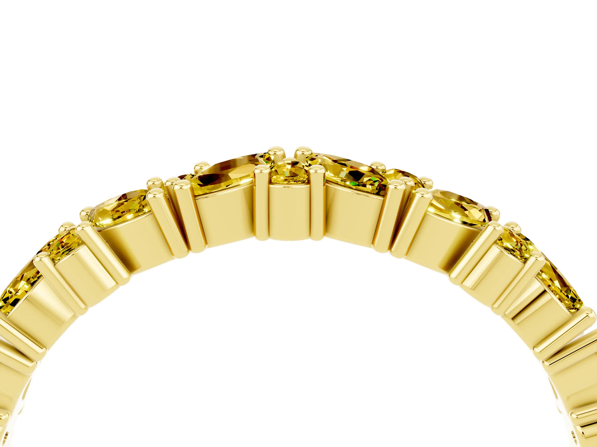 Marquise and Round Yellow Sapphire Vine Eternity Band in Yellow gold with Prong Setting_4