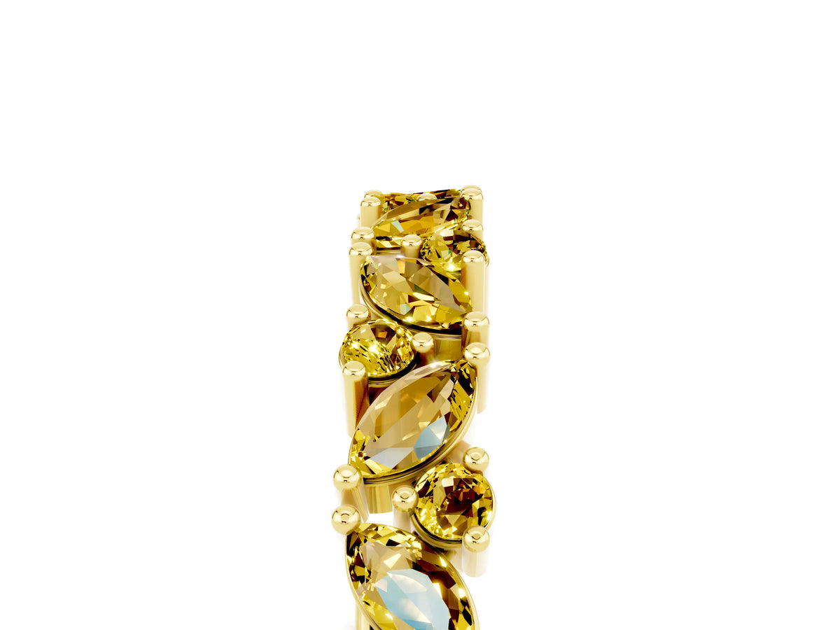 Marquise and Round Yellow Sapphire Vine Eternity Band in Yellow gold with Prong Setting_5