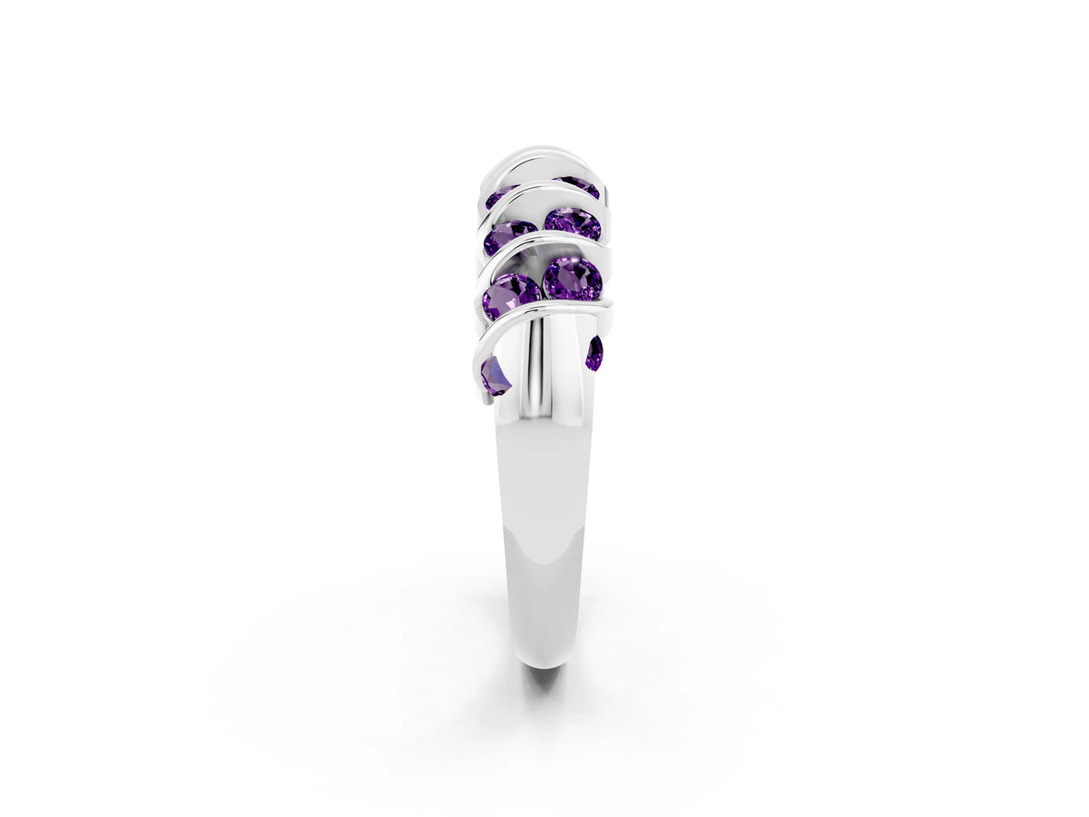 Multi-Row Round Amethyst Band in Silver with Channel Setting_2