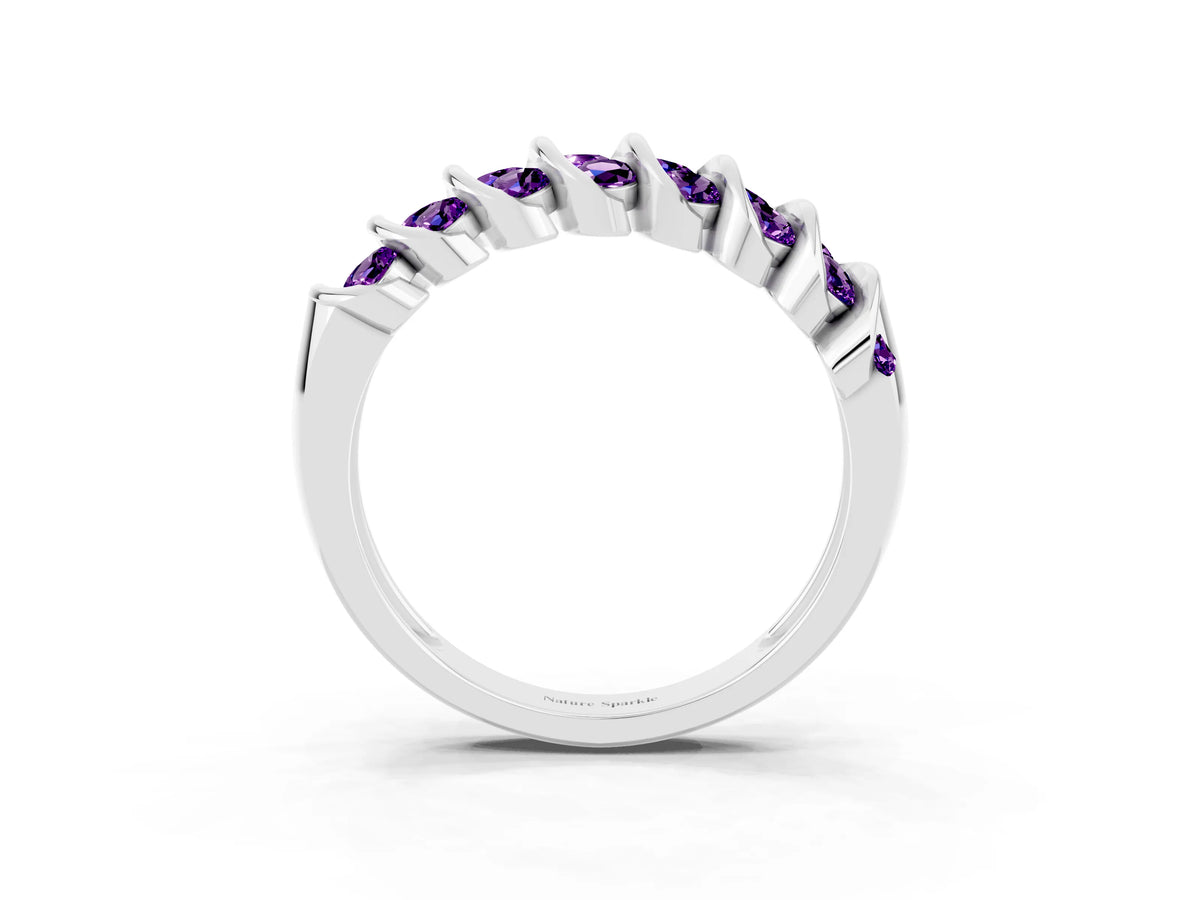 Multi-Row Round Amethyst Band in Silver with Channel Setting_3