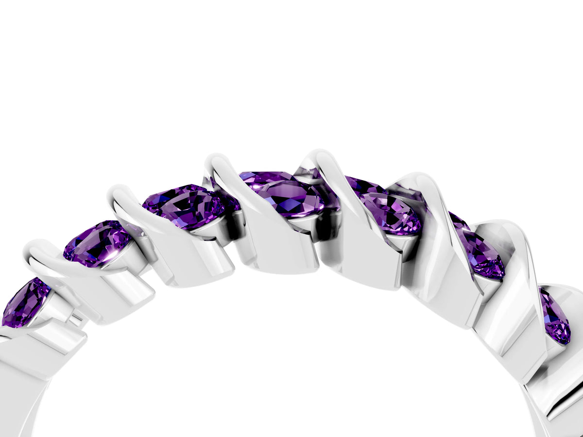 Multi-Row Round Amethyst Band in Silver with Channel Setting_4