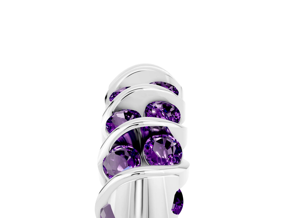 Multi-Row Round Amethyst Band in Silver with Channel Setting_5