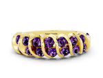 Multi-Row Round Amethyst Band in Yellow gold with Channel Setting