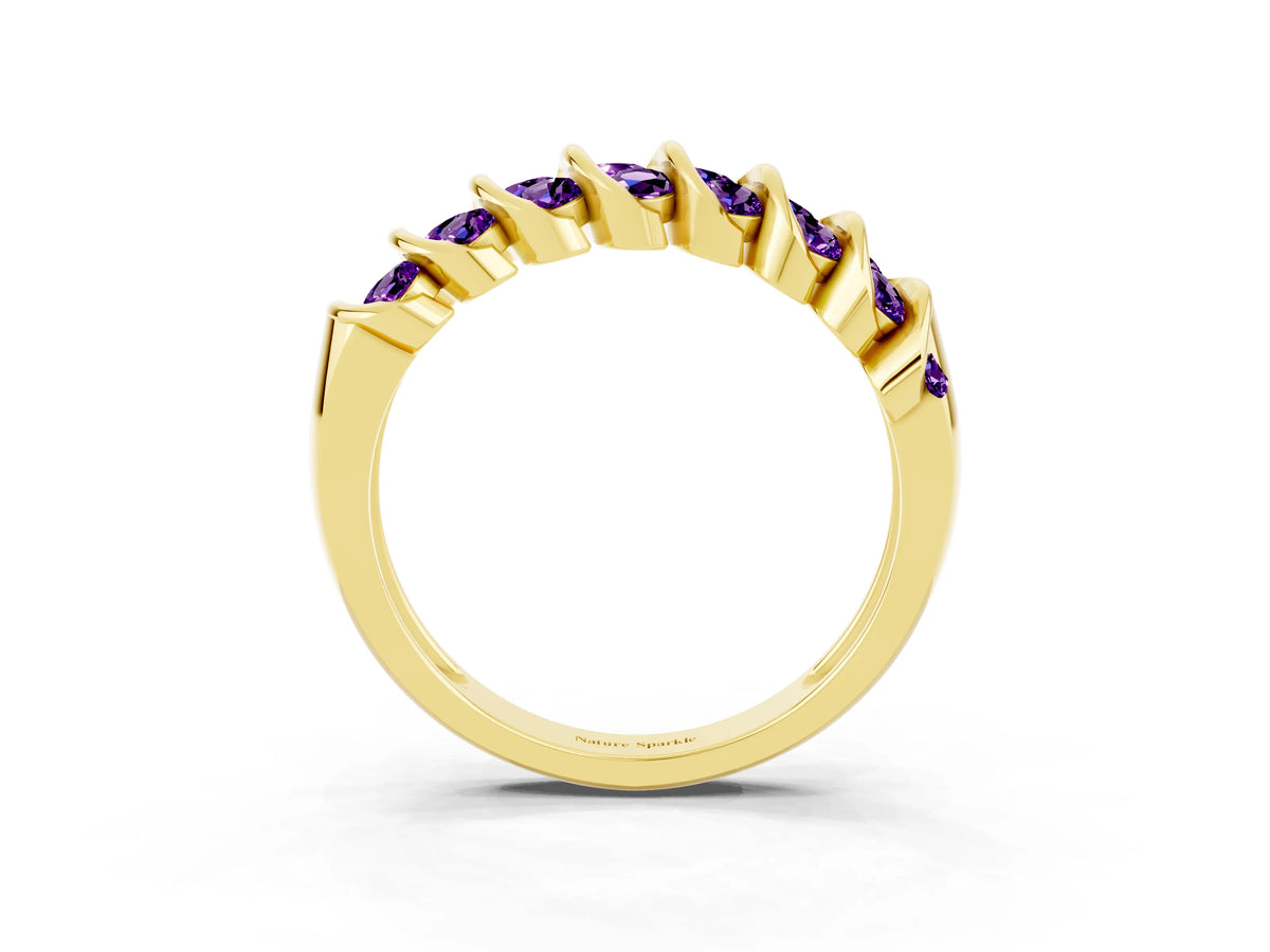 Multi-Row Round Amethyst Band in Yellow gold with Channel Setting_3