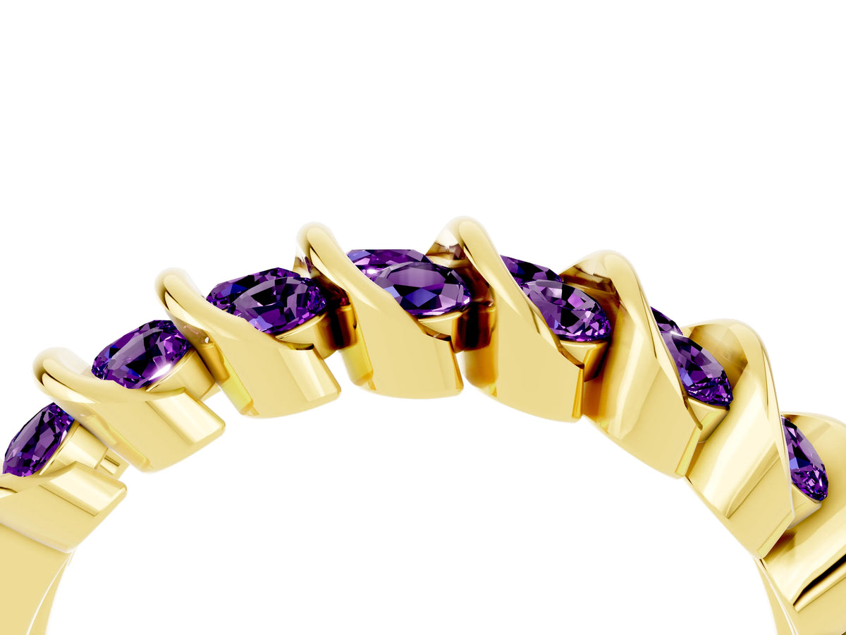 Multi-Row Round Amethyst Band in Yellow gold with Channel Setting_4