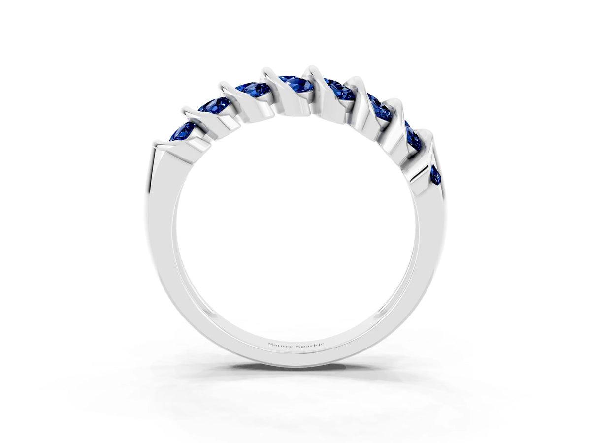 Multi-Row Round Blue Sapphire Band in Platinum with Channel Setting_3