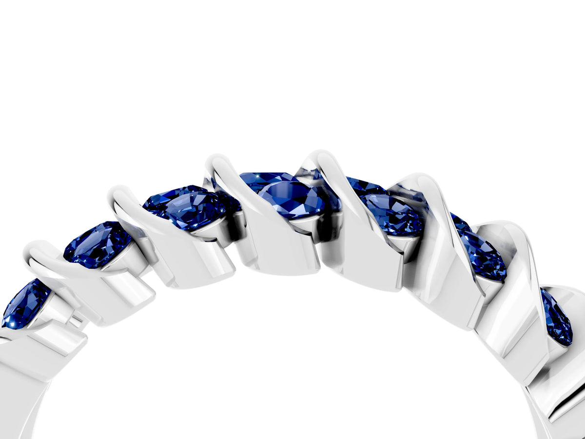 Multi-Row Round Blue Sapphire Band in Platinum with Channel Setting_4