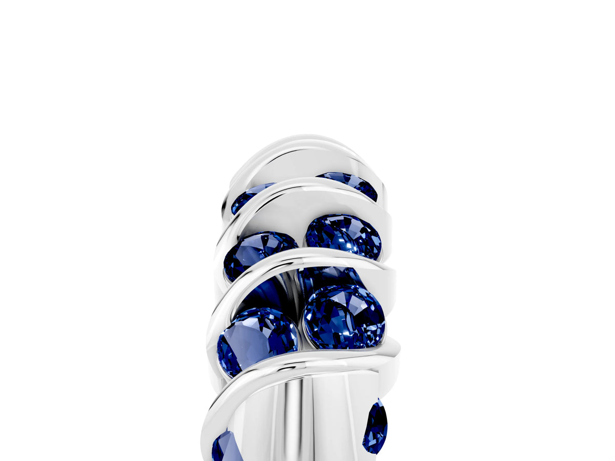 Multi-Row Round Blue Sapphire Band in Platinum with Channel Setting_5