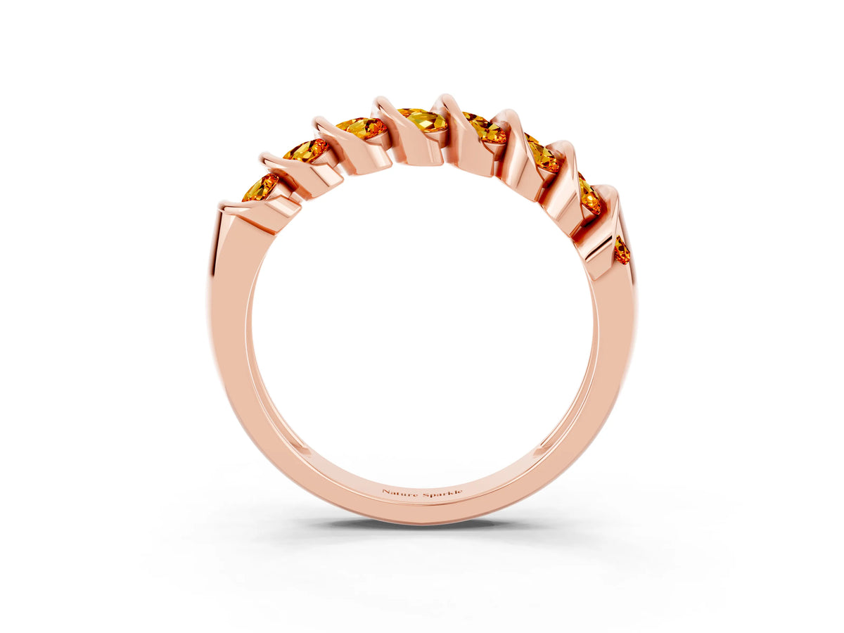 Multi-Row Round Citrine Band in Rose gold with Channel Setting_3