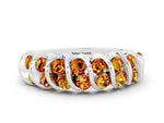 Multi-Row Round Citrine Band in Silver with Channel Setting