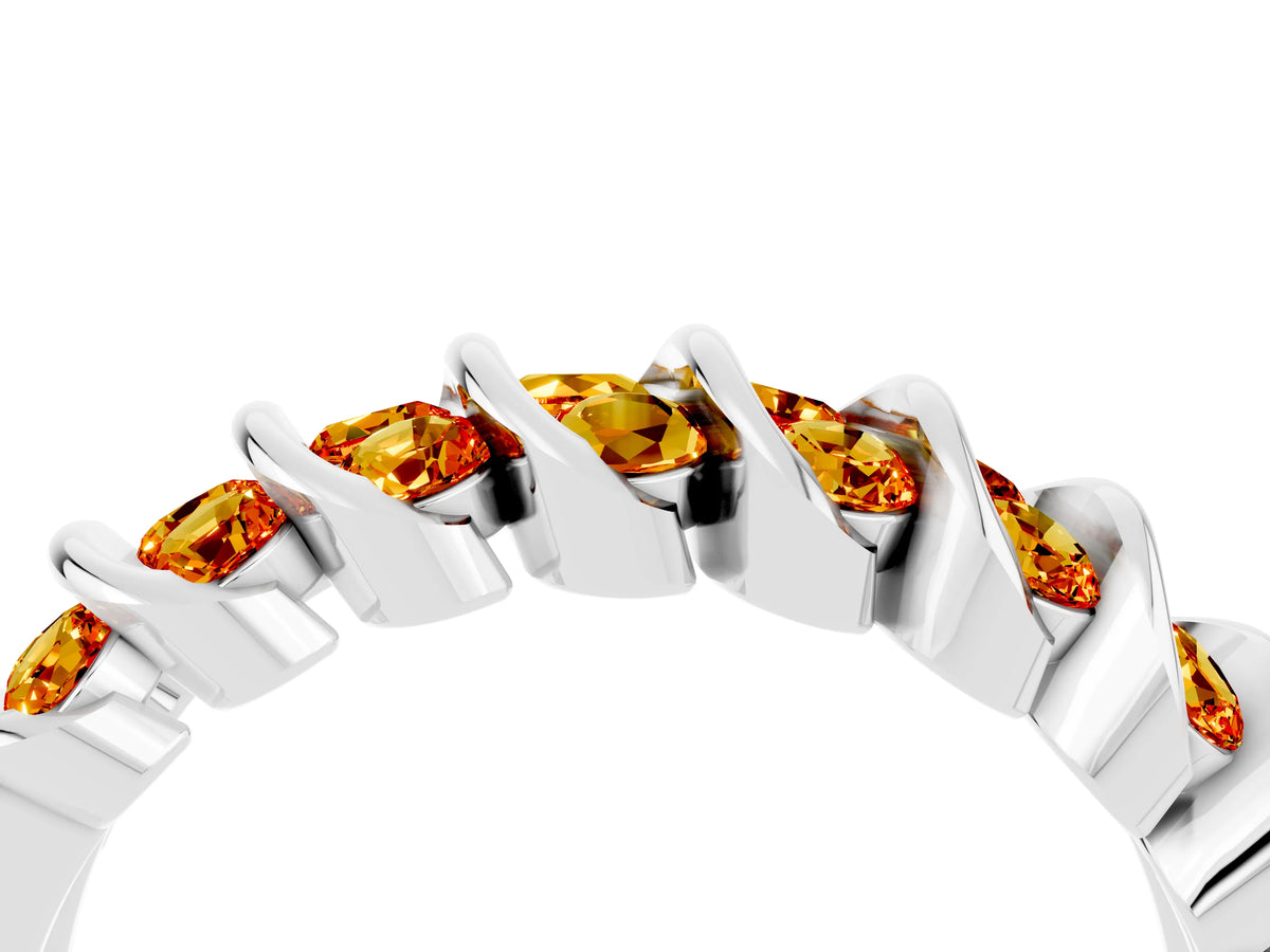 Multi-Row Round Citrine Band in White gold with Channel Setting_4