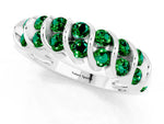 Multi-Row Round Emerald Band in Silver with Channel Setting_1