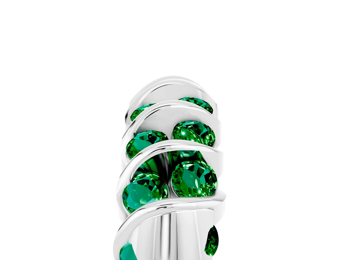 Multi-Row Round Emerald Band in Silver with Channel Setting_5