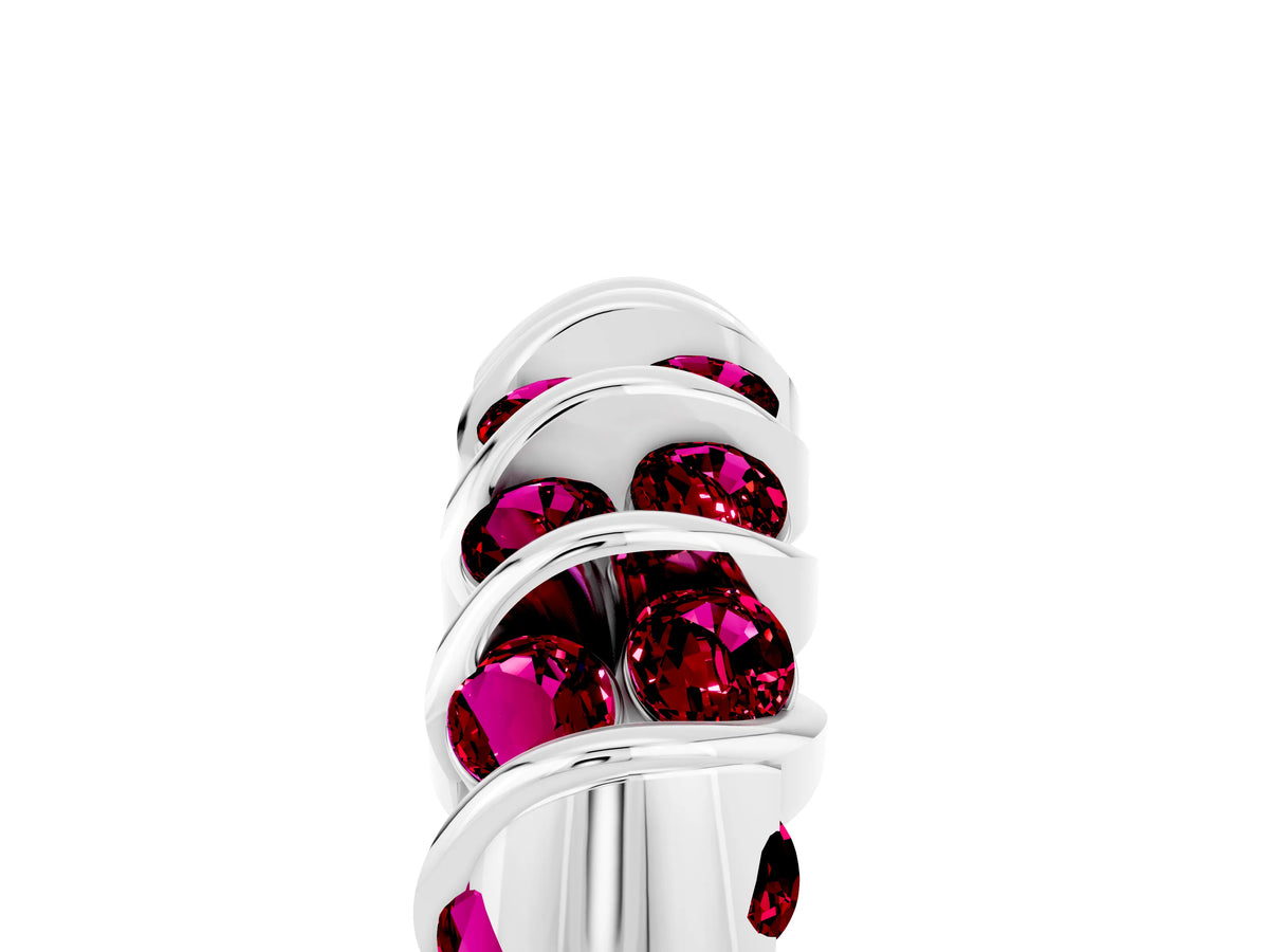Multi-Row Round Garnet Band in Platinum with Channel Setting_5