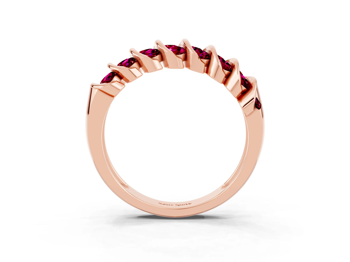 Multi-Row Round Garnet Band in Rose gold with Channel Setting_3
