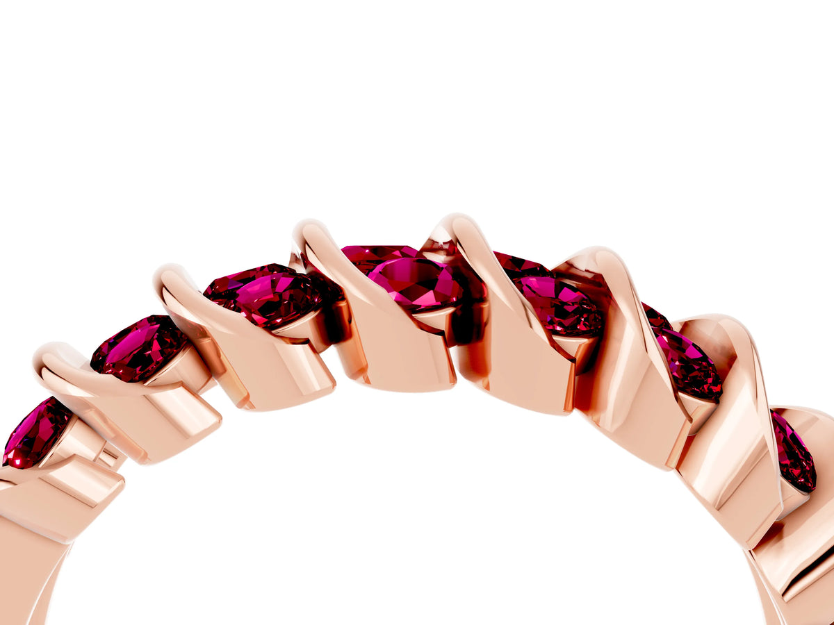 Multi-Row Round Garnet Band in Rose gold with Channel Setting_4