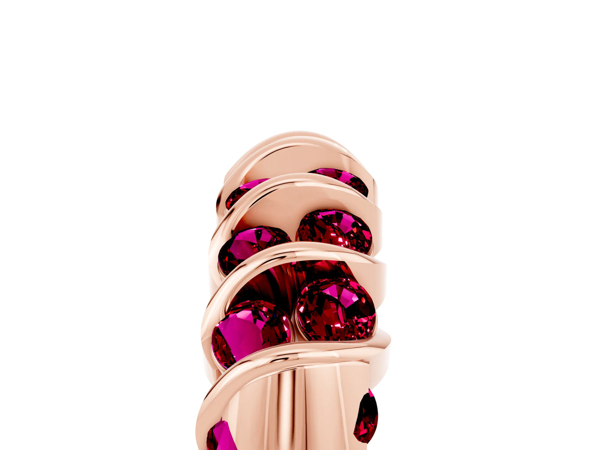 Multi-Row Round Garnet Band in Rose gold with Channel Setting_5