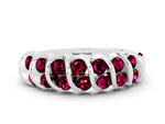 Multi-Row Round Garnet Band in Silver with Channel Setting