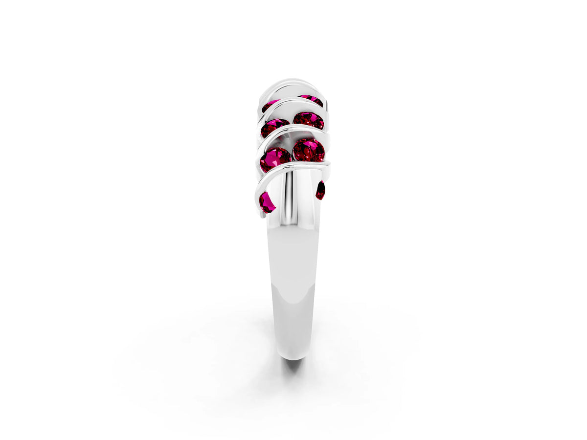 Multi-Row Round Garnet Band in Silver with Channel Setting_2