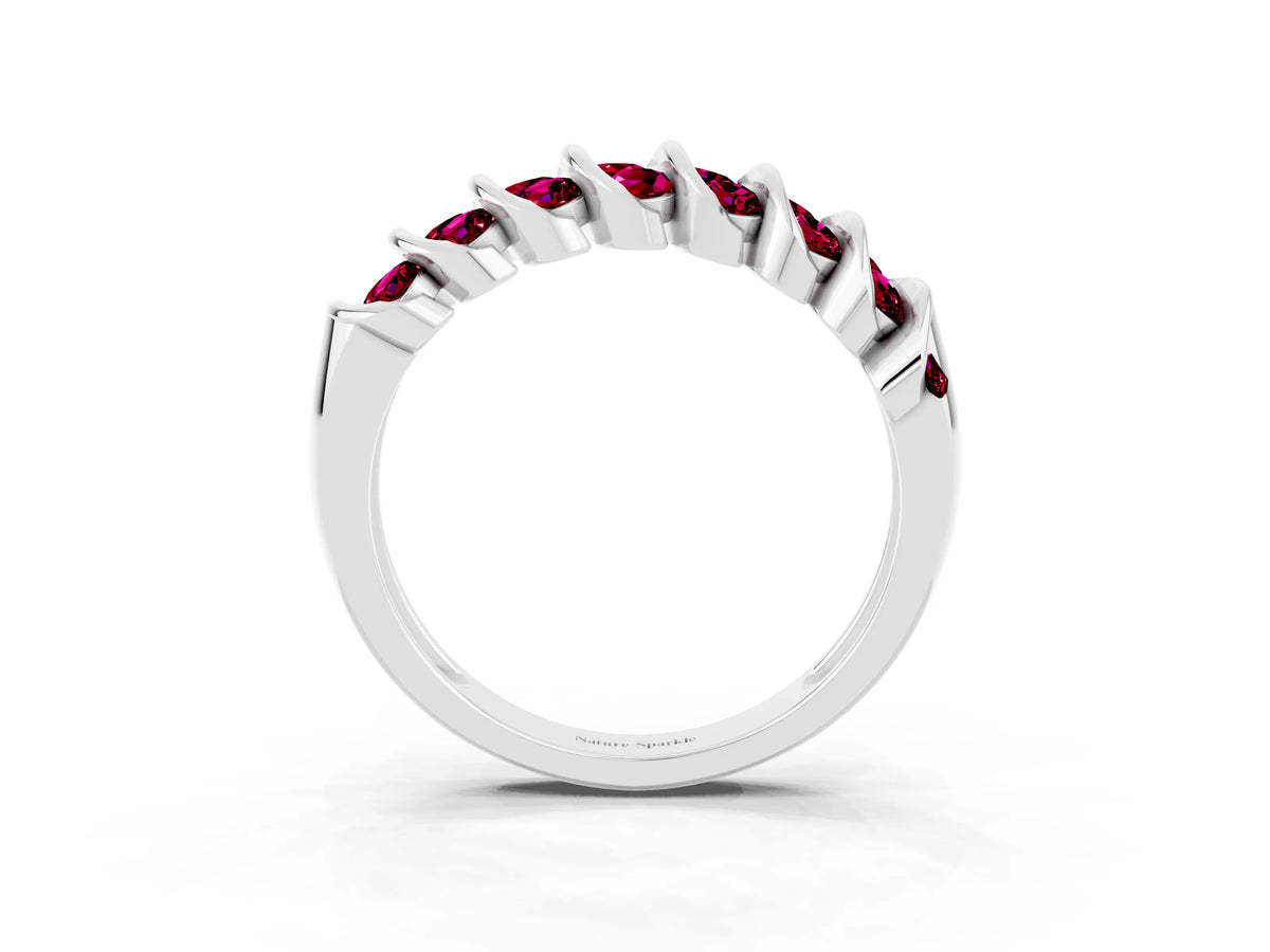 Multi-Row Round Garnet Band in Silver with Channel Setting_3
