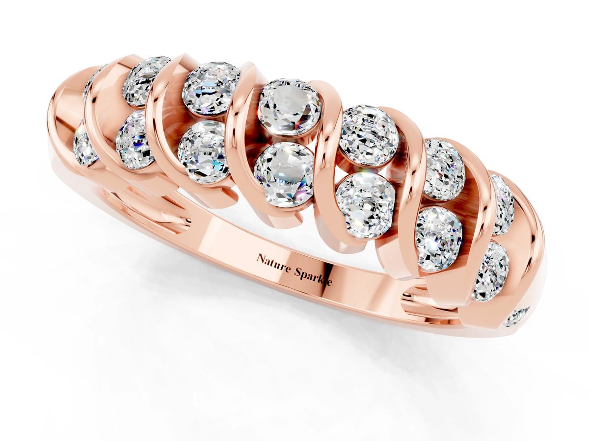 Multi-Row Round Moissanite Band in Rose gold with Channel Setting_1