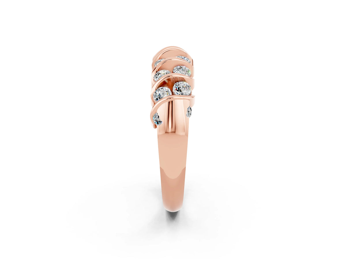 Multi-Row Round Moissanite Band in Rose gold with Channel Setting_2
