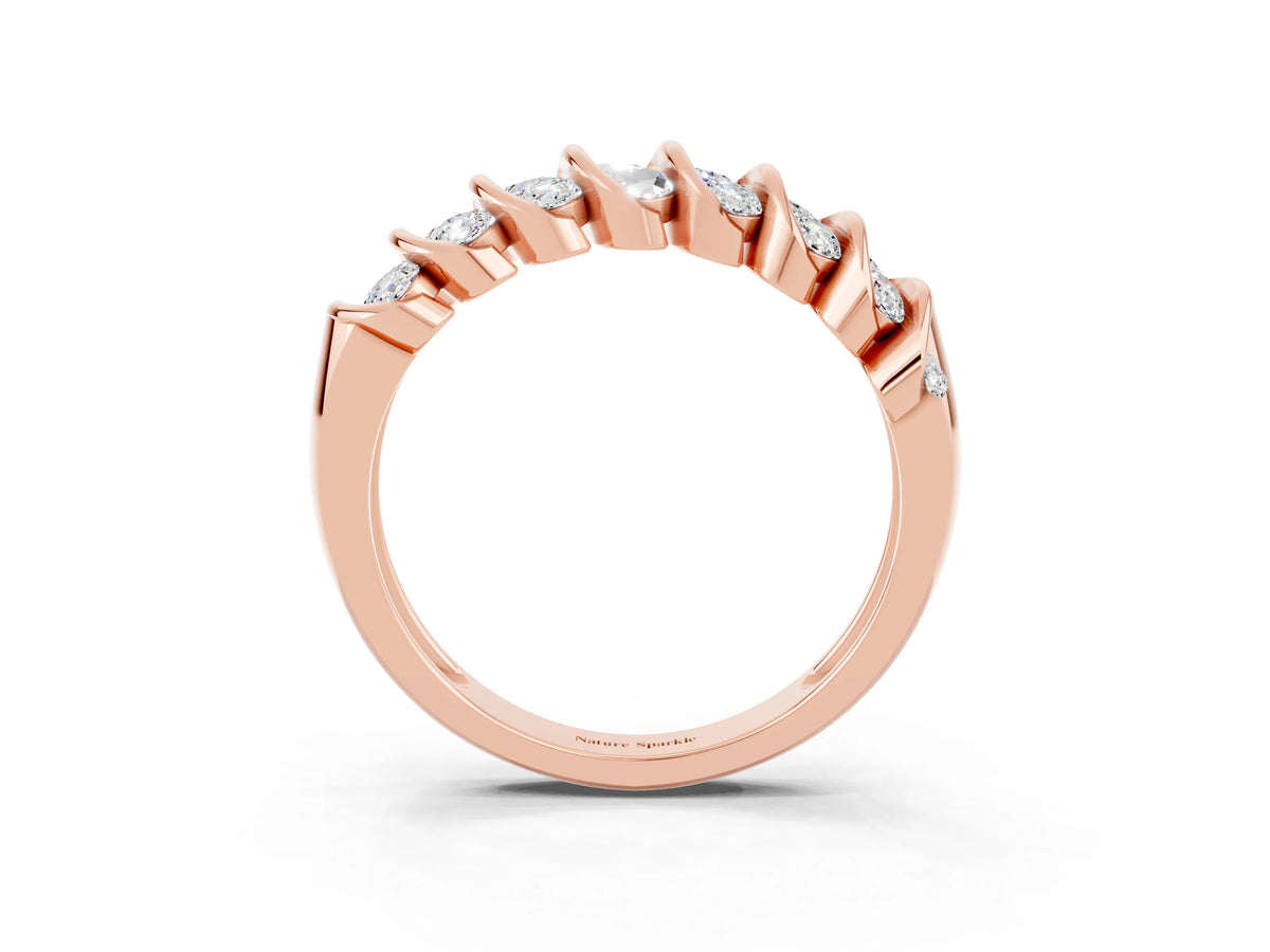 Multi-Row Round Moissanite Band in Rose gold with Channel Setting_3