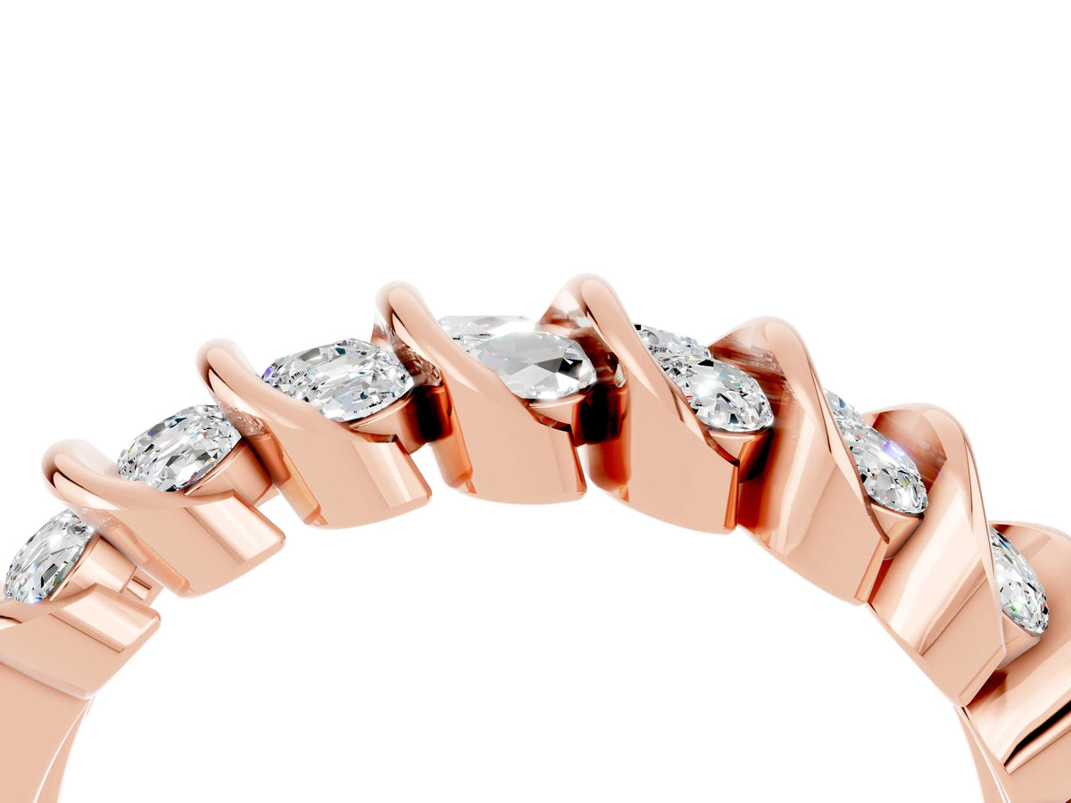 Multi-Row Round Moissanite Band in Rose gold with Channel Setting_4