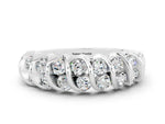 Multi-Row Round Moissanite Band in Silver with Channel Setting
