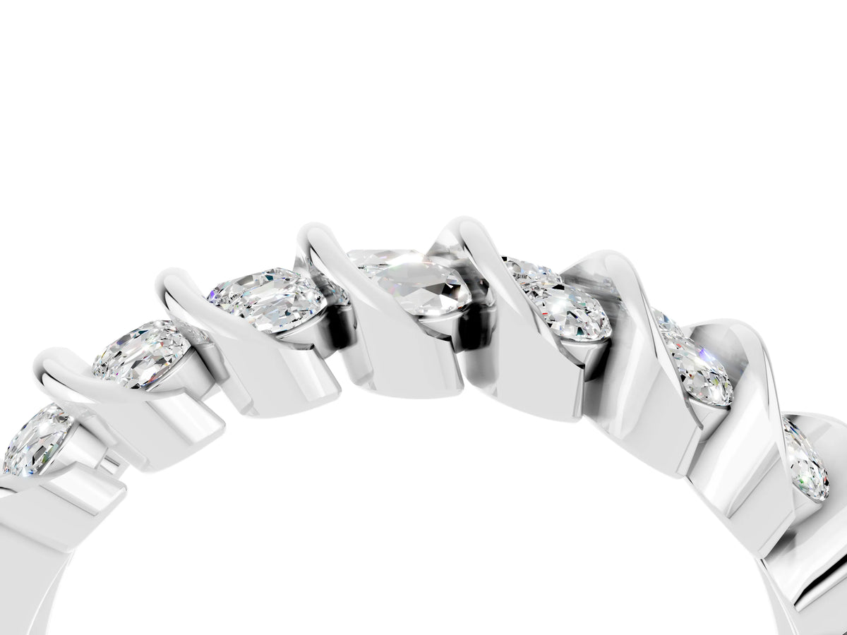 Multi-Row Round Moissanite Band in Silver with Channel Setting_4