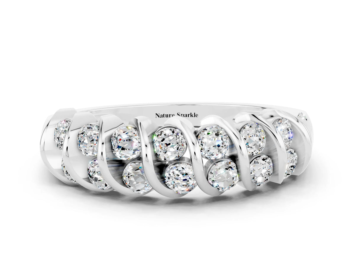 Multi-Row Round Moissanite Band in White gold with Channel Setting