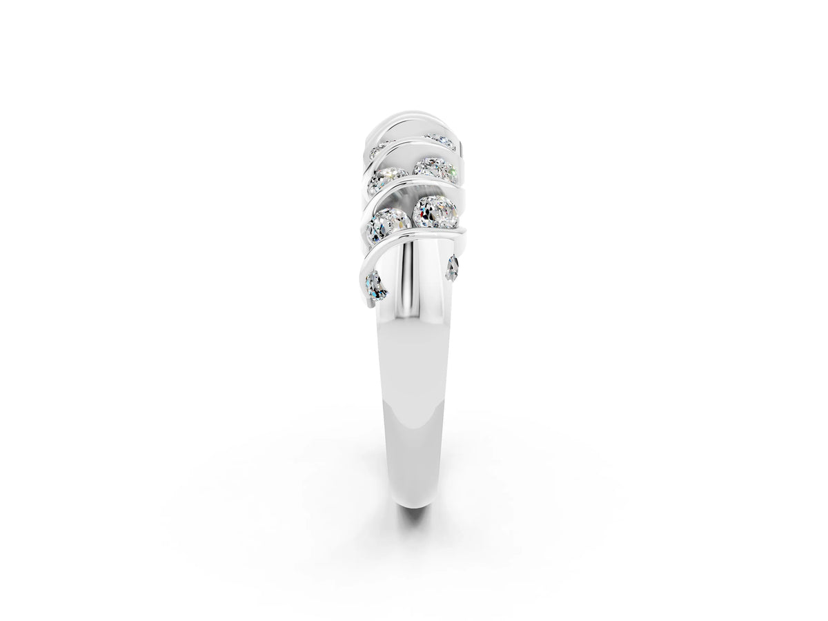 Multi-Row Round Moissanite Band in White gold with Channel Setting_2