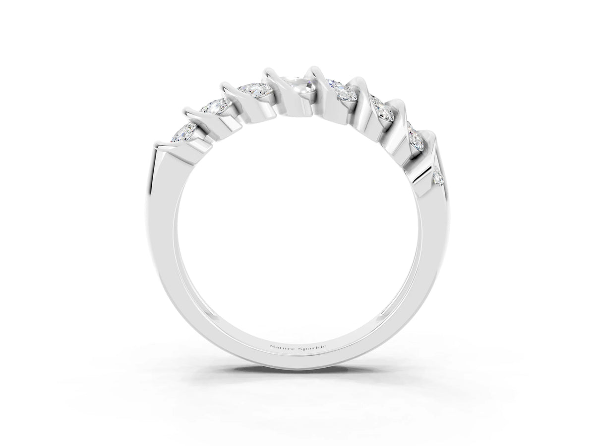 Multi-Row Round Moissanite Band in White gold with Channel Setting_3