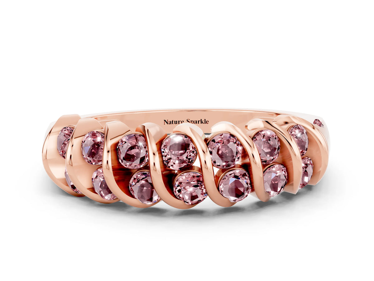 Multi-Row Round Morganite Band in Rose gold with Channel Setting