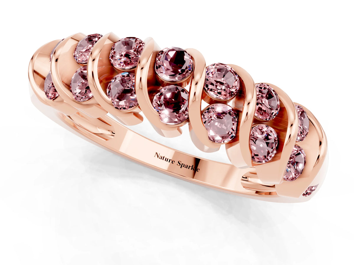 Multi-Row Round Morganite Band in Rose gold with Channel Setting_1