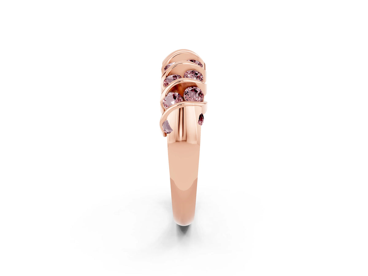 Multi-Row Round Morganite Band in Rose gold with Channel Setting_2