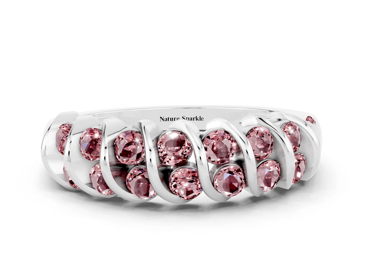 Multi-Row Round Morganite Band in Silver with Channel Setting