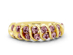 Multi-Row Round Morganite Band in Yellow gold with Channel Setting