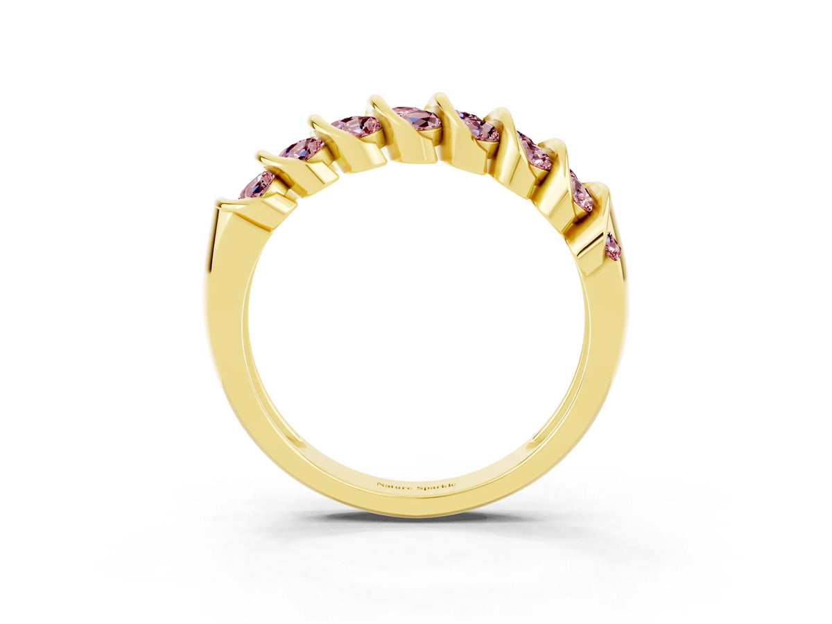 Multi-Row Round Morganite Band in Yellow gold with Channel Setting_3