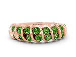 Multi-Row Round Peridot Band in Rose gold with Channel Setting