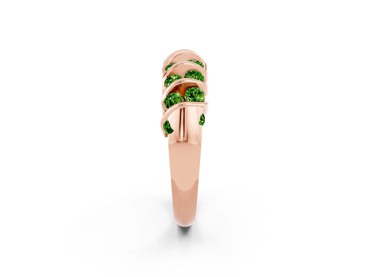 Multi-Row Round Peridot Band in Rose gold with Channel Setting_2