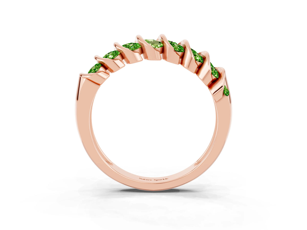 Multi-Row Round Peridot Band in Rose gold with Channel Setting_3