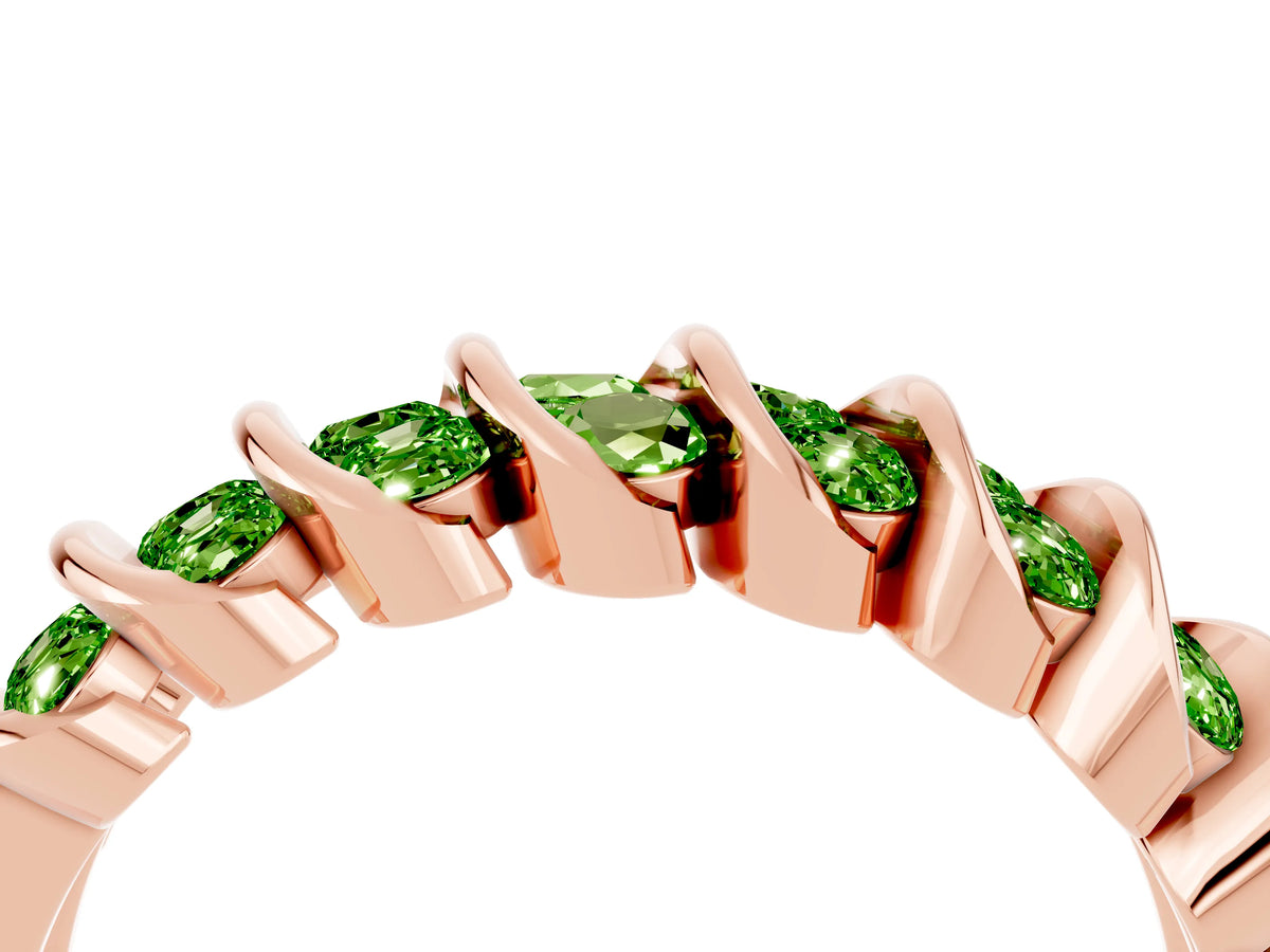 Multi-Row Round Peridot Band in Rose gold with Channel Setting_4
