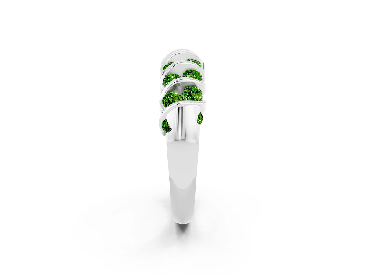 Multi-Row Round Peridot Band in White gold with Channel Setting_2