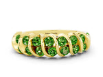 Multi-Row Round Peridot Band in Yellow gold with Channel Setting