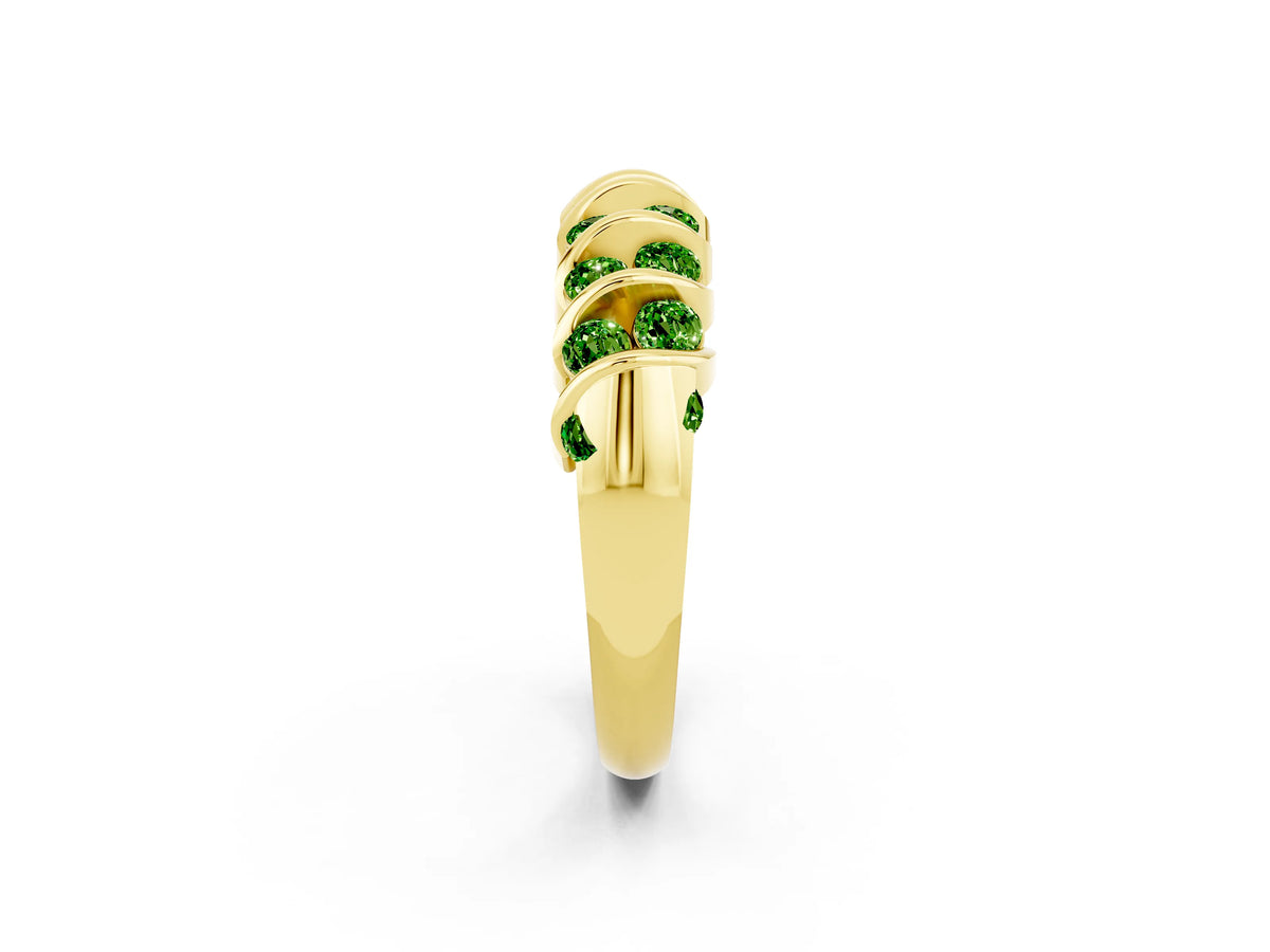 Multi-Row Round Peridot Band in Yellow gold with Channel Setting_2