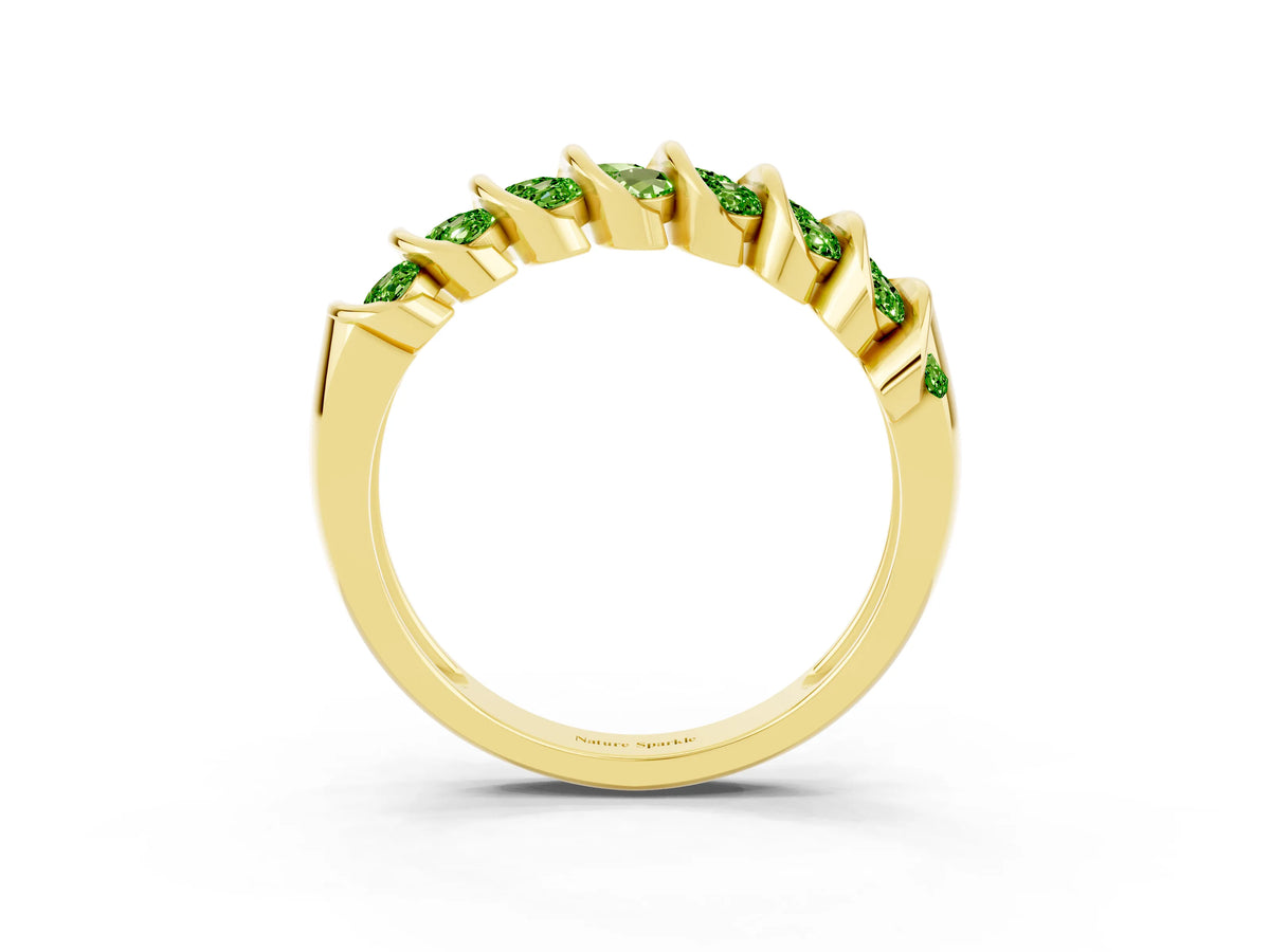 Multi-Row Round Peridot Band in Yellow gold with Channel Setting_3