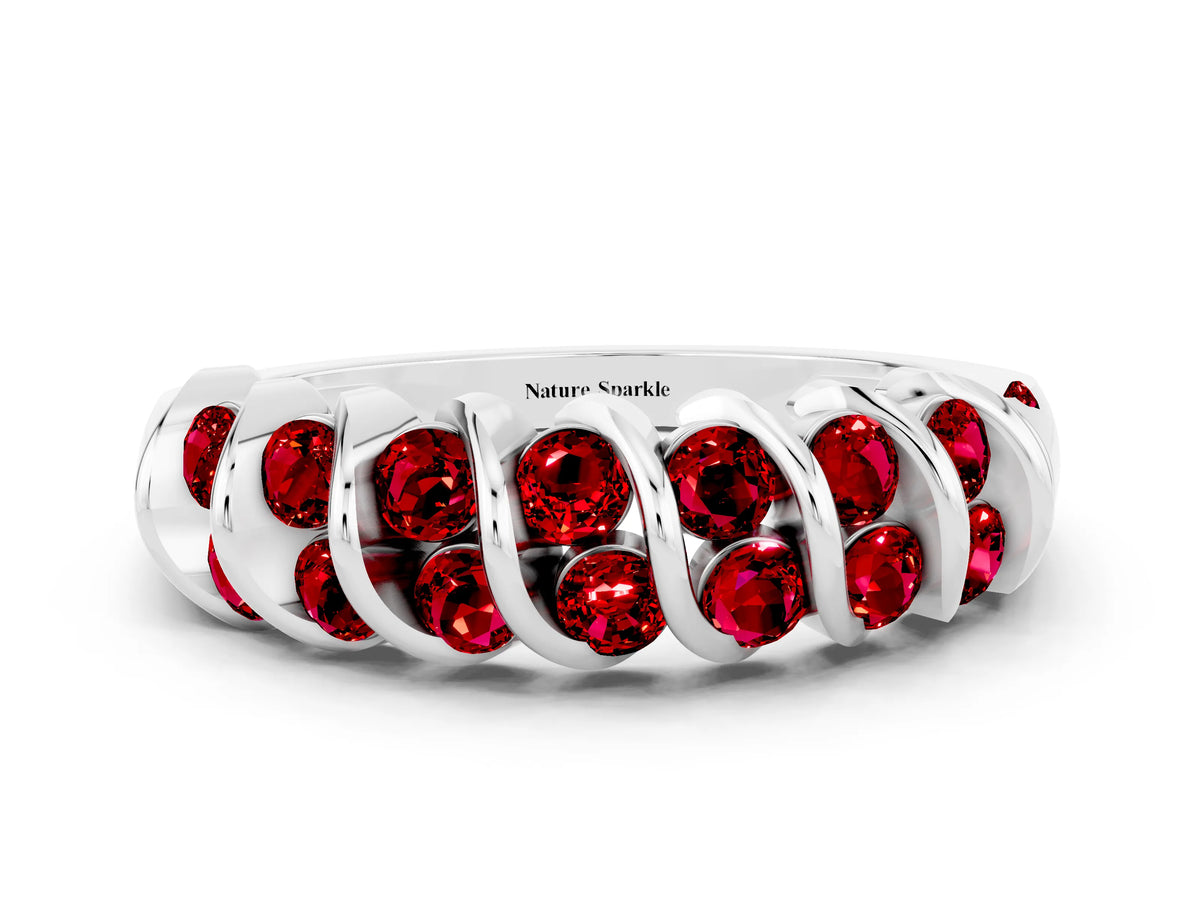 Multi-Row Round Ruby Band in Platinum with Channel Setting