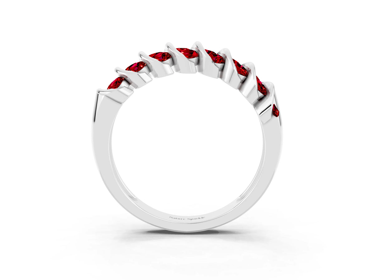 Multi-Row Round Ruby Band in Platinum with Channel Setting_3