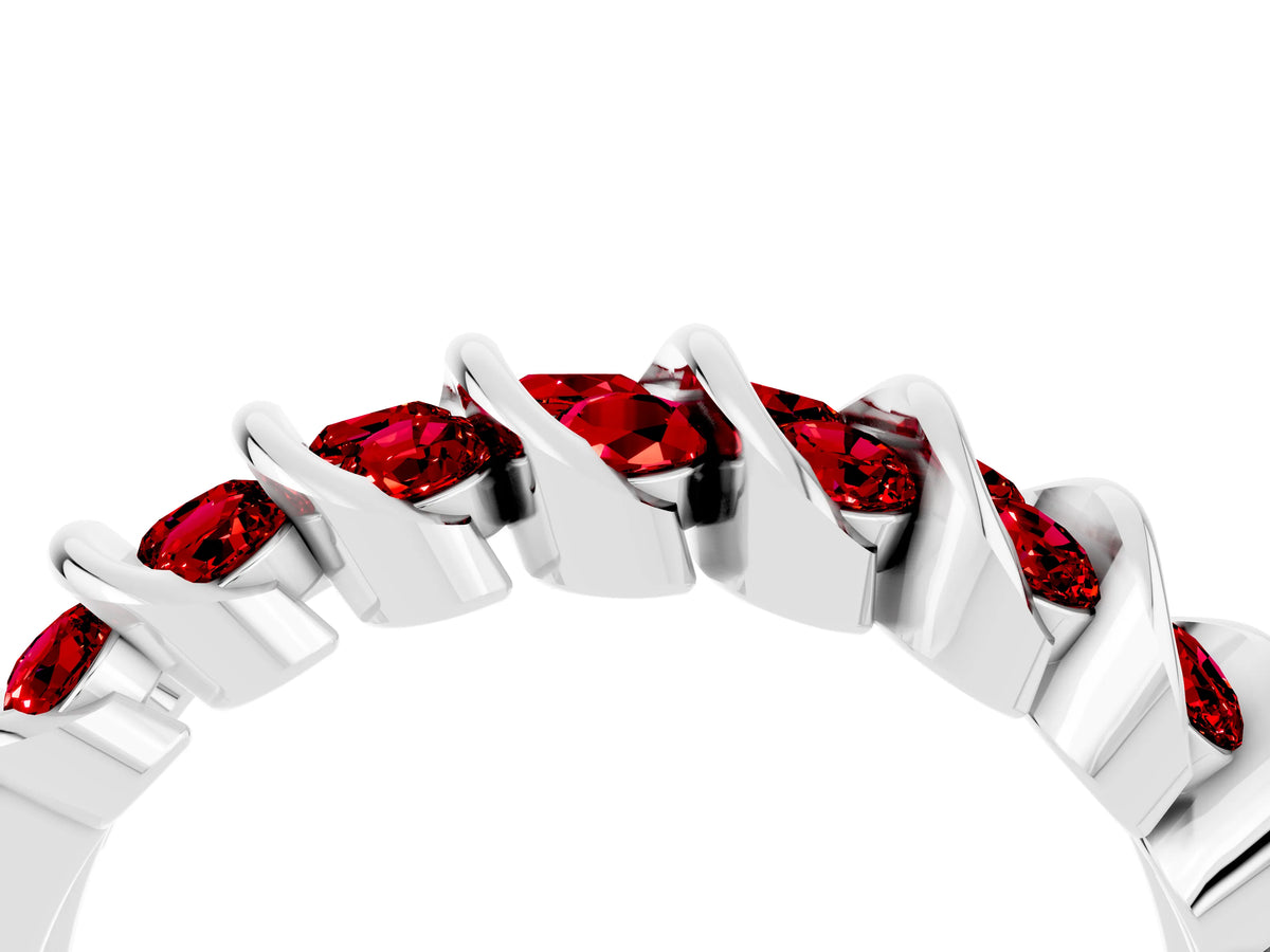 Multi-Row Round Ruby Band in Platinum with Channel Setting_4